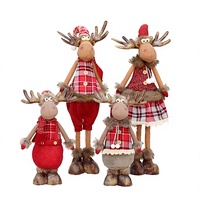 Figurines de Noël QiYing Victory, décorations de Noël réalistes en tissu, Père Noël et rennes, décoration de salon pour les fêtes, mini-rennes debout ou assis