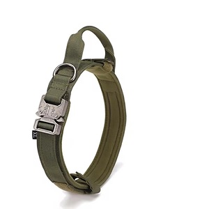 Adjustable Tactical Nylon Dog <b>Collar</b> With Handle For Large Dogs Multiple Colors Soft Padded Metal Buckle Training <b>Collar</b> - Product Image 3