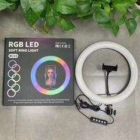 Lampu Makeup Hot MJ33 Flash RGB Warna-warni 33cm, Ring Light LED untuk Video dengan Tripod 1.6m