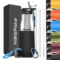 Bouteille d'eau portable OEM d'usine 350ml 500ml 750ml en acier inoxydable, gourde isotherme sportive avec paille, garde au froid et au chaud