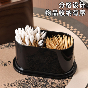 Toothpick Holder <b>Walnut</b> Wood Grain Design Dustproof Desktop Storage Box For Living Room Coffee <b>Table</b> - Product Image 5