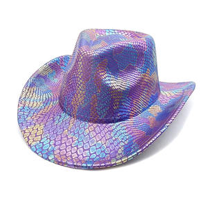 Nuevo diseño colorido sombrero de <span class=keywords><strong>vaquero</strong></span> brillante neón sirena vaquera sombrero occidental - Product Image 4