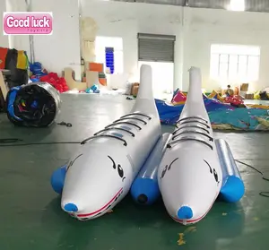 Bote inflable de agua con forma de ballena blanca, bote de agua, plátano, 10 asientos