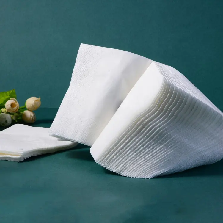 Tovaglioli di carta da Cocktail decorativi usa e getta bianchi personalizzati tovaglioli per il tessuto del ristorante della caffetteria della cucina di nozze con Logo