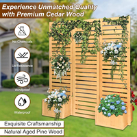 Separador de Jardín de Madera Premium con Jardineras Integradas, Madera de Cedro Sólido, para Patio y Terraza