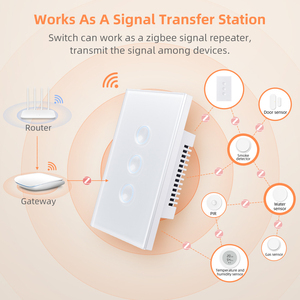 Interruptor inteligente de toque Giet Tuya Zigbee 1/2/<span class=keywords><strong>3</strong></span>/4 teclas com botão ranhurado, interruptor de luz sem fio com controle remoto, compatível com Alexa e Google Home. - Product Image 4