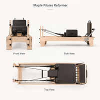 Cama de Pilates Reformer de Madera de Arce Resistente para Estudio Profesional y Entrenamiento en Casa, Máquina de Pilates Reformer para Ejercicios de Core