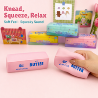 Jouet Squishy en forme de bâton de beurre, à pétrir, anti-stress, avec son couineur, blocs de construction malléables, cadeau ludique