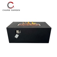 Brûleur linéaire de cheminée à gaz rectangulaire en acier inoxydable moderne avec réservoir de gaz à l'intérieur de la table à feu de salle à manger autoportante