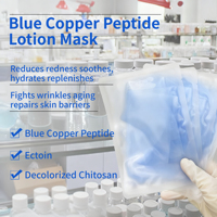 Masque facial réparateur post-chirurgie au peptide de cuivre Ghk-cu avec peptide de tripeptide-1 de cuivre bleu, masque en feuille pour soins de la peau Ghk-cu