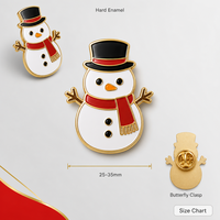 Broche Pin'sseur Bonhomme de Neige Unique en Émail Souple 2D, Plaqué Or, Bijoux de Noël, Vente en Gros, Badges Métalliques Personnalisés, Fabrication OEM