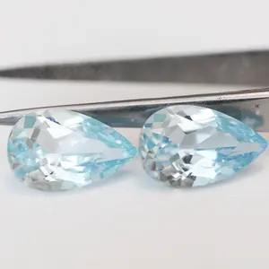 Manufacturers wholesale aquamarine loose diamonds pear cut aquamarine gemstone lab grown aquamarine