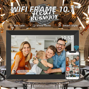 Nouveau <span class=keywords><strong>cadre</strong></span> photo numérique mural vidéo intelligent Wi-Fi de 10,1 pouces avec écran de sommeil en acrylique noir, prise en charge AVI/MP4/MP3, 32 Go - Product Image 2