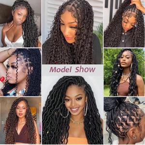 Perruque Full Lace sans colle avec tresses au crochet et tresses Box <span class=keywords><strong>Braid</strong></span>, avec dentelle HD, pour style afro, 125 sections - Product Image 6