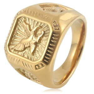 Anillo de águila yunnique para hombre, joyería de moda de acero inoxidable dorado con diseño de animales del zodiaco, regalo - Product Image 1