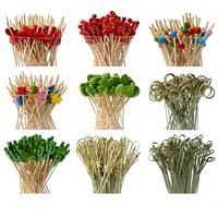 Piques à fruits et fleurs jetables en bambou, 100 pièces, style moderne et minimaliste, pour décorations de Noël, de Pâques et de fêtes, pour l'exportation