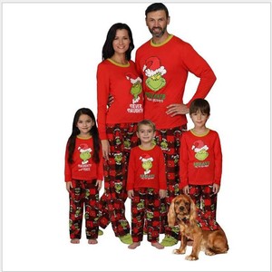 Conjuntos de Pijamas Térmicos de Malha com Estampa de Desenho Animado para Mulheres, Moda Coreana Personalizada para o Outono de 2023, Pijamas de Natal para a Família - Product Image 1
