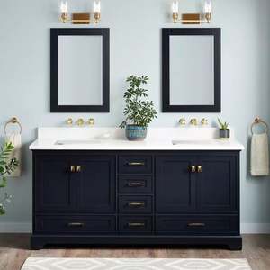 Chinese Traditional Style Wood <b>Bathroom</b> <b>Cabinet</b> <b>Double</b> <b>Bathroom</b> Vanity with <b>Double</b> Led <b>Mirror</b> - Product Image 1