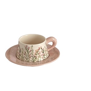 Ensemble <span class=keywords><strong>tasse</strong></span> et soucoupe à café en céramique écologique Lily Blossom, style minimaliste, coffret cadeau pour la fête des mères et la fête des infirmières - Product Image 5