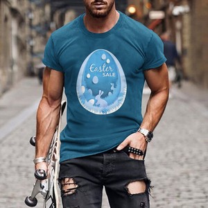T-shirt à manches courtes pour homme, col rond, imprimé numérique, coupe ample, 100% coton, respirant, tricoté, vêtements décontractés d'été - Product Image 2