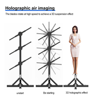Nouveau ventilateur holographique 3D de 45 cm 2026, affichage mural 3D grand format 1x3, application Wi-Fi, projecteur publicitaire commercial à grande échelle