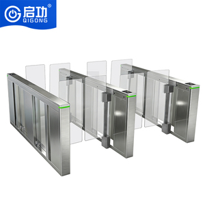 Torniquete <span class=keywords><strong>de</strong></span> entrada Qigong Airport AB con puerta larga, valla <span class=keywords><strong>de</strong></span> acero inoxidable, reconocimiento facial y operación bidireccional para seguridad. - Product Image 1