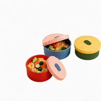 Syh2074 Bol Bento en Silicone de Qualité Alimentaire Sans BPA avec Couvercle en Plastique, Compatible Micro-ondes, Réutilisable pour Préparation de Repas, École, Travail, Voyage