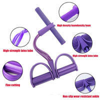 Bandas Elásticas de Ejercicio para Fitness en Interiores, Equipo de Gimnasio con 4 Tubos, Pedal para Tobillos, Cuerda de Tracción y Pedal de Tracción para Abdominales