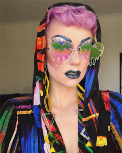 2021 tendance or métal cadre coeur goutte à goutte lunettes de soleil personnalité Unique lunettes de soleil sans monture pour les soirées dansantes - Product Image 1