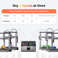 Séchoir à filament Creality SpacePi X4, 4 bobines, double chauffage indépendant, température maximale 85°C, diamètre 1 pouce, machine de séchage 1kg, PLC