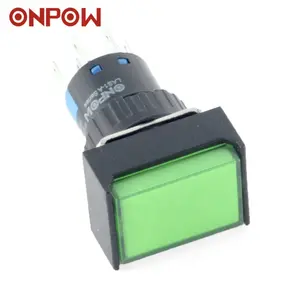 Approuvé interrupteur ONPOW (CE, ROHS) 16mm rectangulaire tête 1NO1NC verrouillage illuminé interrupteur à bouton-poussoir en plastique