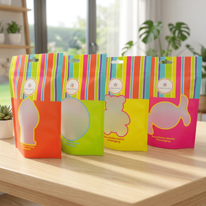 Heat-Sealed Plastic Stand-Up Zipper Bag with Transparent Window <b>Printed</b> Handle for <b>Packaging</b> Snacks Foods and Gummies Factory - Product Image 1