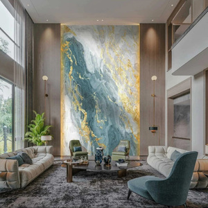 Luce moderna personalizzata pannello in PVC di lusso per Villa ingresso soggiorno aperto nuovo stile cinese strapiombante Rock Slab TV sullo sfondo - Product Image 1