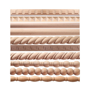 Moulures décoratives en bois de hêtre non fini, <span class=keywords><strong>demi</strong></span>-rondes, sculptées, pour placards et armoires - Product Image 6