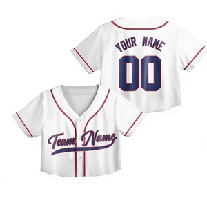 Custom Baseball Jersey for Kids Adults Personalized Color Team Jersey <b>Crop</b> <b>Top</b> Game Day Matching Outfit Women Girls Fans - Product Image 2
