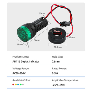 Vòng Red LED AC20-500V 22 Mét kỹ thuật số vôn kế cho Nhà thiết bị công nghiệp gắn bảng Điện áp Meter chỉ số - Product Image 6