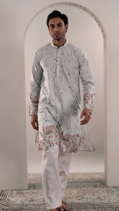Kurta de Diseño Verde Menta, Prenda Étnica Elegante con Estampado Moderno, Perfecta para Looks Festivos y Tradicionales - Product Image 5
