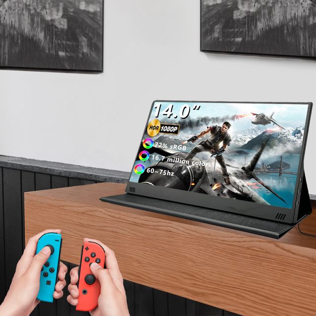 14 Inch Portable LCD Monitor UHD HD Gaming Display USB C Laptop Screen PC Travel Extender Gaming Monitor