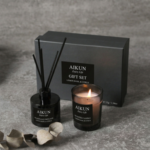 AIKUN Luxury Gift Box Glass Natural Soy Wax <b>Long</b> Burning Scented <b>Candle</b> Handmade Romantic Premium Glass <b>Candle</b> Gift Set - Product Image 1