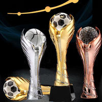 Diskon besar trofi resin Permainan Dunia Bola Basket Sepak Bola golf cangkir emas perak perunggu penghargaan olahraga kristal resin
