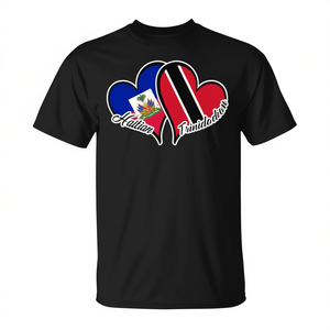 Camiseta con la bandera de Haití y Trinidad y Tobago, diseño de corazón, mitad Haití, mitad Trinidad - Product Image 2