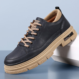 Chaussures Chunky pour Hommes, Rétro, en Cuir PU, Bout Rond, Lacets, Semelle en Caoutchouc Amortie, Chaussures Casual Toutes Saisons - Product Image 2
