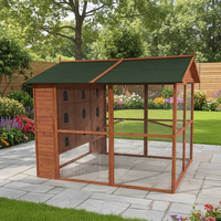 SDB008 Maison pour animaux de compagnie en bois massif de luxe, volière pour oiseaux avec fermeture à bouton et toit en asphalte pour les grands oiseaux, les perroquets, les pigeons
