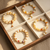 Bracelet en perles de Bodhi sculptées à la main en forme de patte de chat, style chinois, élastique, bijoux de mode, vente en gros