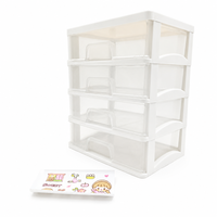 Boîte de rangement de bureau transparente Yunuoxi PP à 4 niveaux, 21,6 cm x 15,8 cm, organiseur de tiroirs transparent avec autocollants, vente en gros d'usine