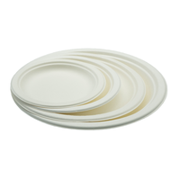 Assiette jetable biodégradable en bagasse de qualité supérieure, ronde, naturelle/blanche, à compartiments, 6/7/9/10 pouces