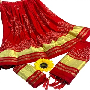 Nuevo Conjunto de Lehenga y Blusa de Seda Gajji Suave y Elegante con Mangas Largas y Acampanadas, Lehenga de Seda Gajji Pura - Product Image 1