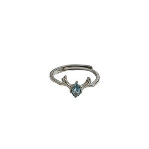 S925 Sterling Silver Antler <b>Ring</b> With Blue Stone Prong Setting For <b>Couple</b> Fashion Jewelry Gift - Product Image 5