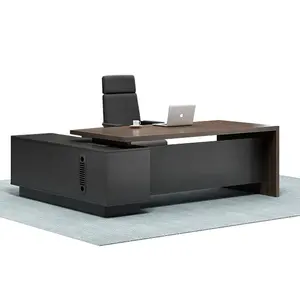 High end luxo escritorio de oficina escritório móveis mobilier bureau de design em forma de L forte casa chefe executivo mesa de escritório