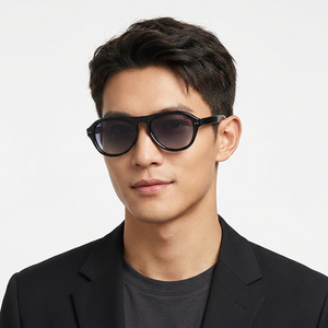 Lunettes de soleil pour hommes Wayfarer, monture noire pleine, protection UV400, style tendance, protection solaire, style adulte - Product Image 1